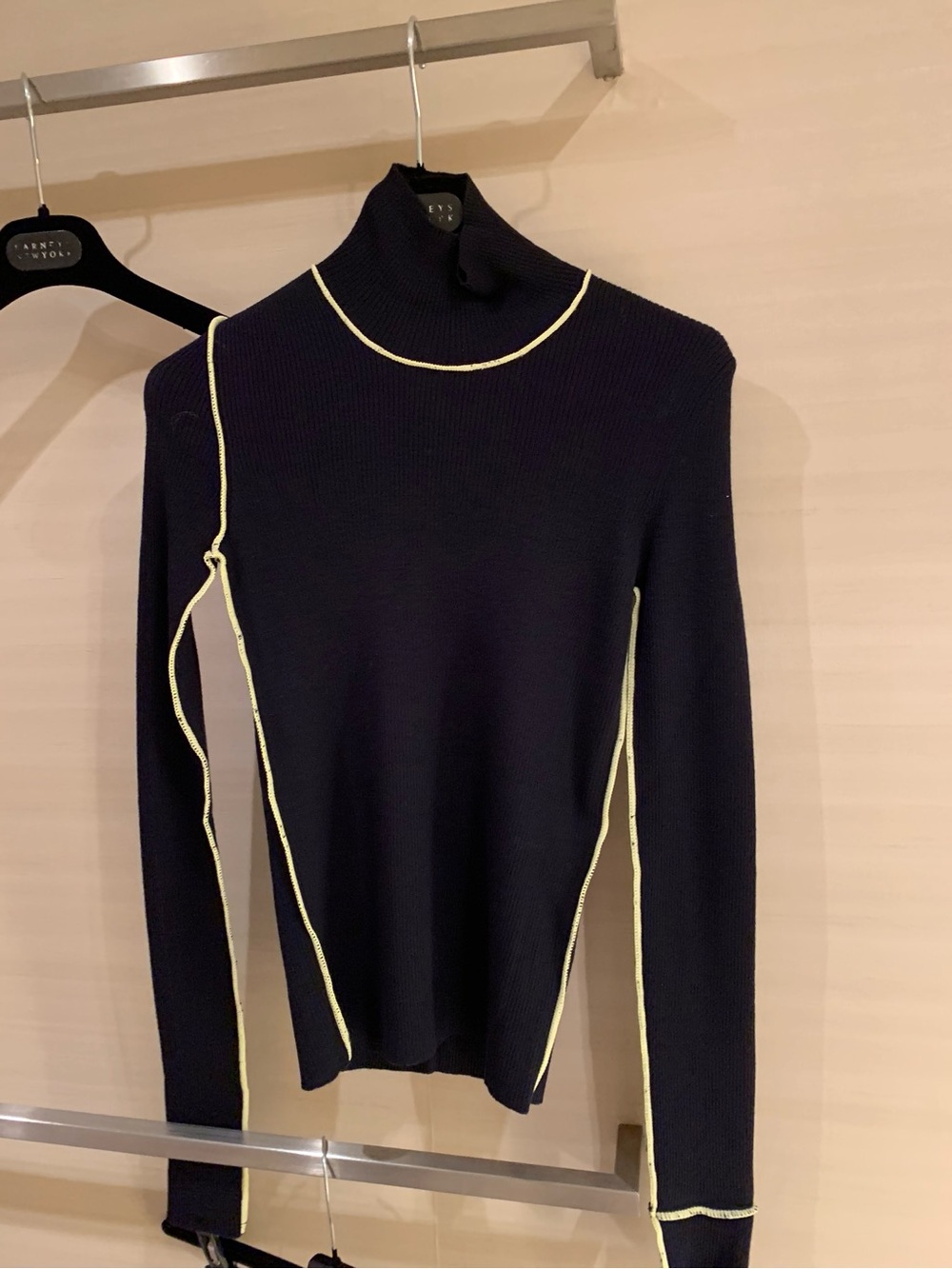 Maison Margiela Navy Turtleneck Sweater with Contrast Stitching